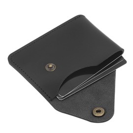 PATIKIL Slim Leather Card Holder with Snap Closure, Leather Front Pocket Wallet Card Case Holder for Cash Coin Men and Women Business Office, Black