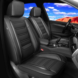 FiveFox Fit Corolla Car Seat Covers for Toyota Corolla 2000-2024 2025 - Full Coverage Leather, Waterproof & All Weather Seat Cushion Protector, Airbag Compatible, 2 Row 5 Seats, Black