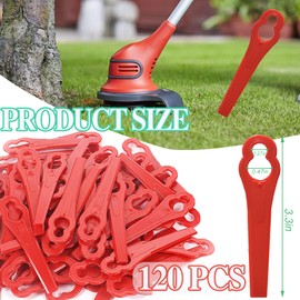 Pack of 120 Plastic Grass Trimmer Blades, 83 mm Garden Mower Replacement Blade, Lawn Mower Accessories Tool Cordless Lawn Trimmer Cutting Blades for Stihl PolyCut 2-2 Bosch Einhell Terratek Grass