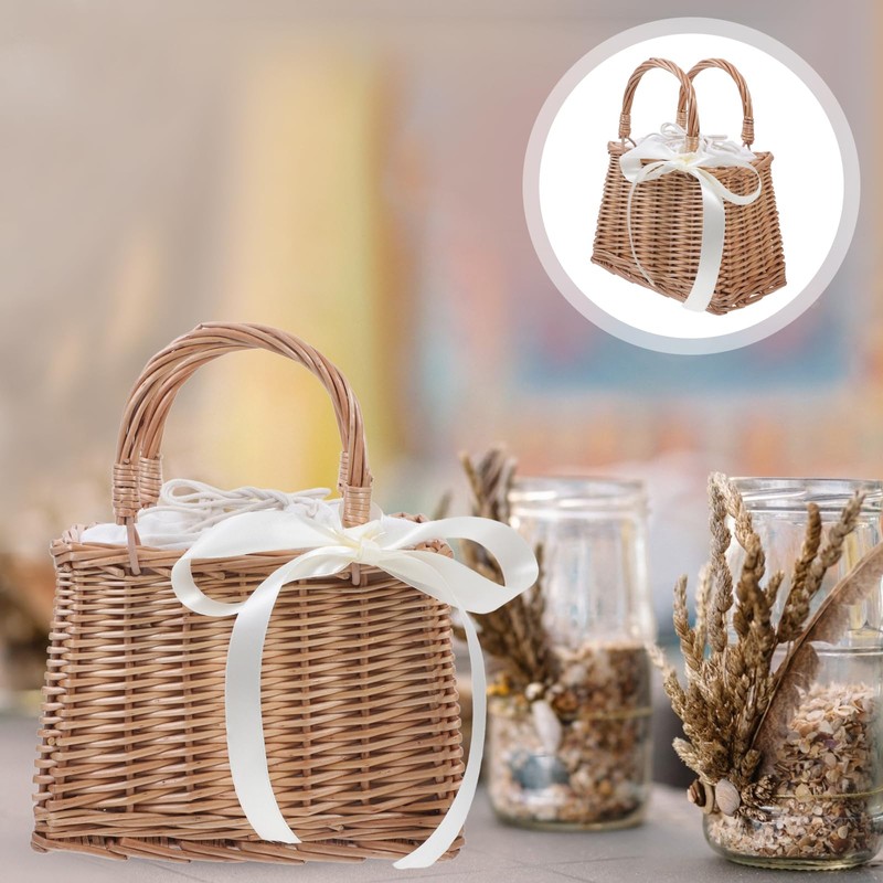 TOVINANNA Wicker Picnic Baskets with Handle, Rattan Wicker Storage Basket