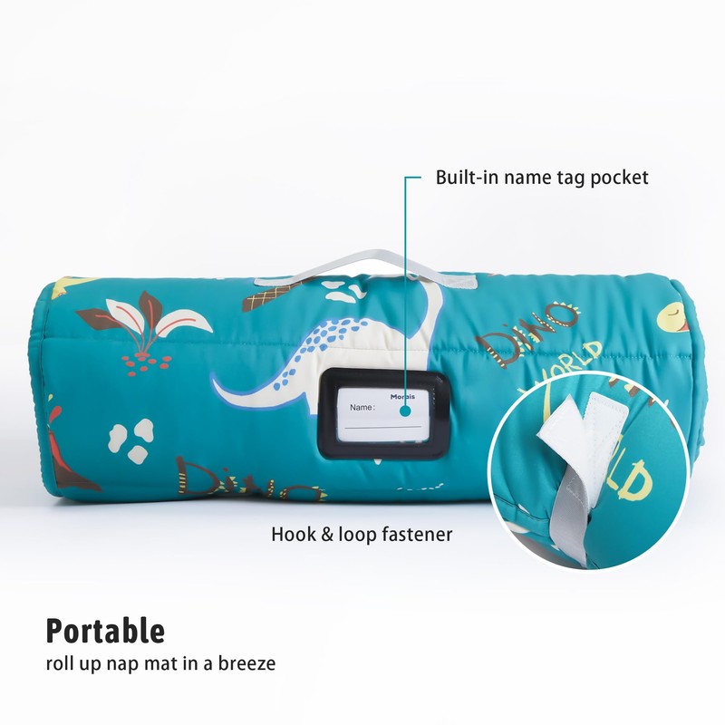 Morais Toddler Nap Mat with Removable Pillow and Blanket,Lightweight,Soft,Perfect for