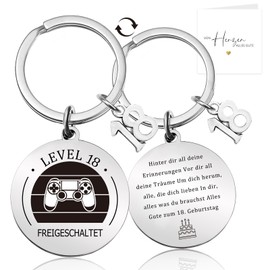 18th Birthday Gift Keychain, Funny 18th Birthday Boy Girl Gamepad Pattern Cool Gifts 18th Birthday Gift 18th Birthday Boy Girl Gift Ideas, 18.