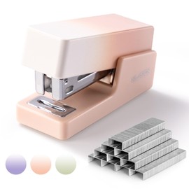 NUSIGN Mini Stapler with 830 Staples, Small Cute Desk Staplers, 25 Sheet Capacity, Pink-White Gradient