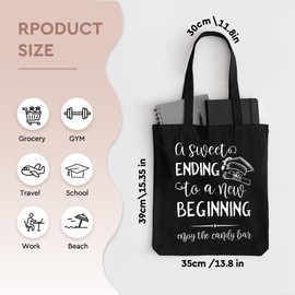 2025 Graduation Canvas Tote Bag Gifts for Women Her Him,A Sweet Ending To A New Beginning,Senior Bachelor Master PhD College Graduation Inspirational Gifts for Daughter Niece Granddaughter - 1