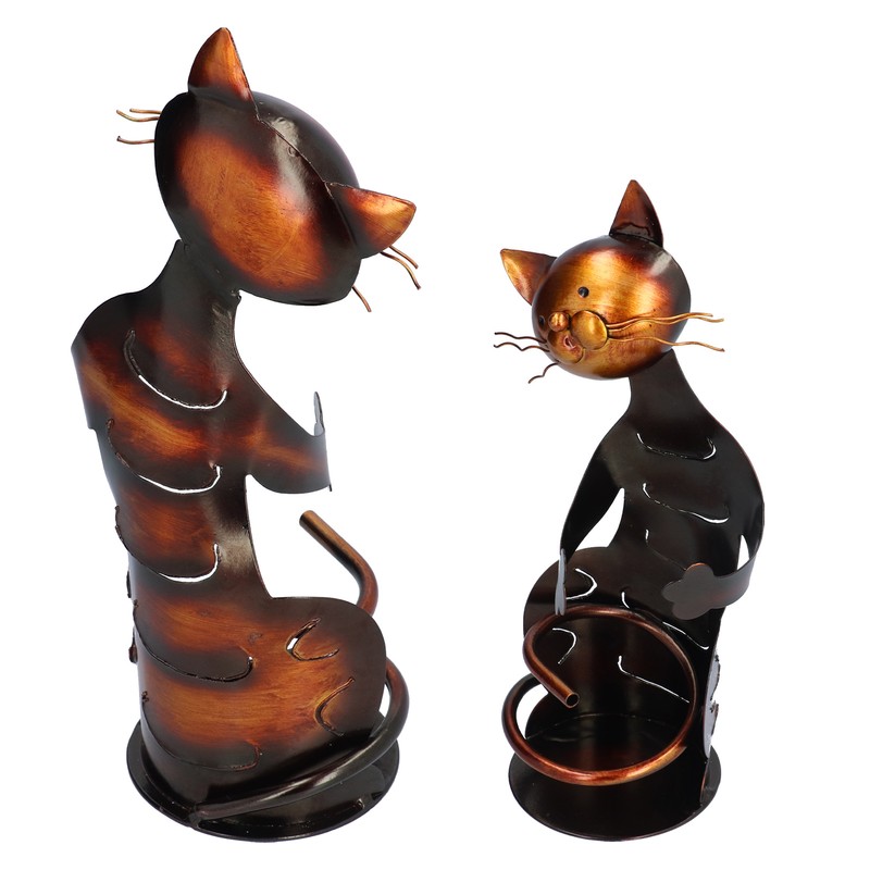 Cat Shaped Wine Rack Metal Sculpture Shelf Practical Sculpture Home