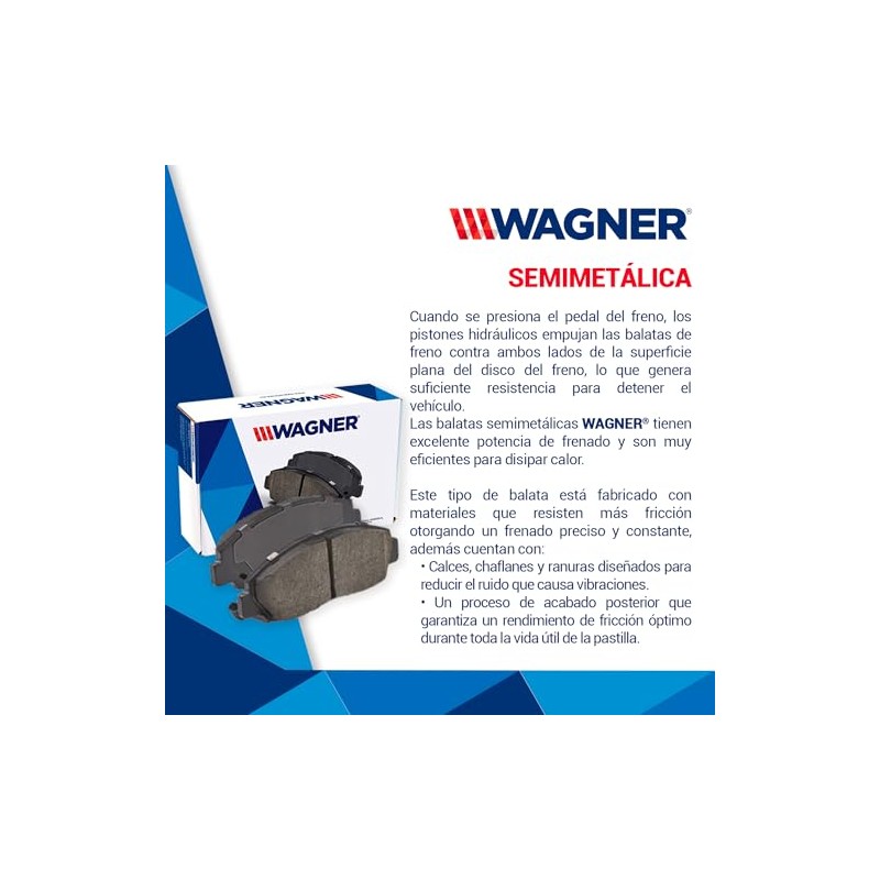 WAGNER Balatas Semimetálicas Traseras Compatible con PEUGEOT PARTNER de 2013