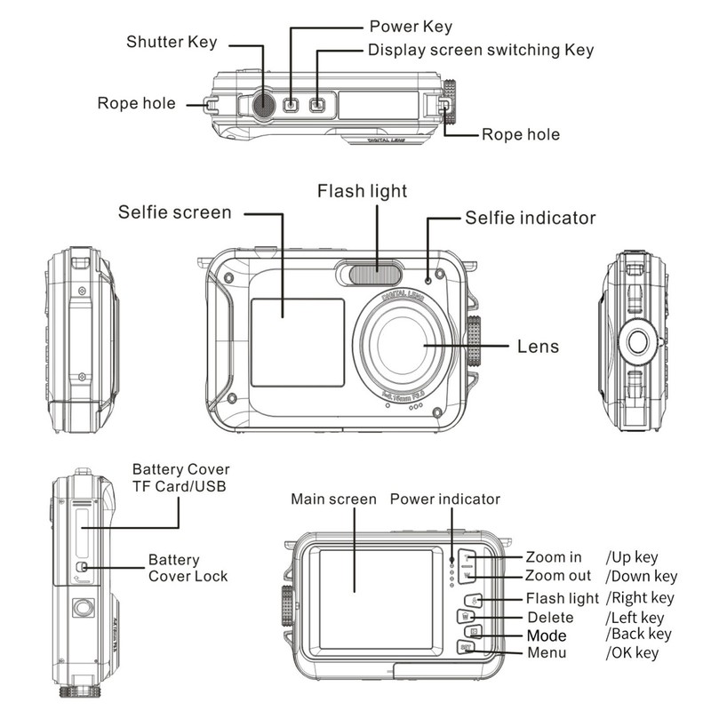 Full HD 2.7K 48MP 10ft Waterproof Underwater Digital Camera 16X