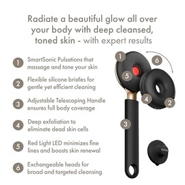 Geske Led Sonic Full Body Brush Cepillo Limpiador Corporal Exfoliante Intensivo Pulsaciones Smartsonic Masaje Limpieza Profesional Elimina Piel