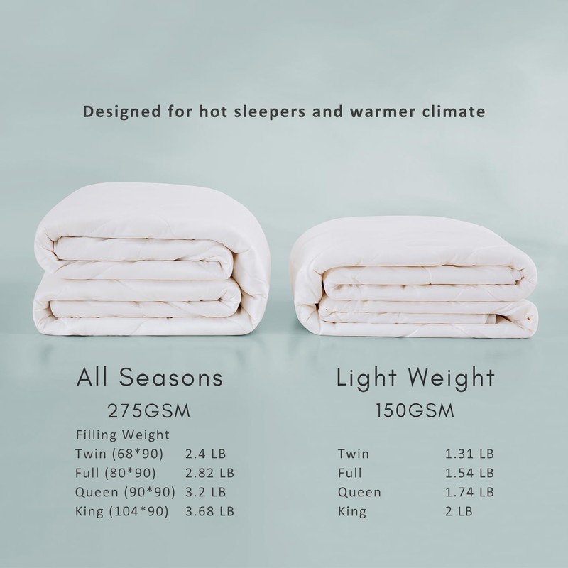 TOSMO 100% Viscose from Bamboo Comforter, Soft Breathable Cooling Silky