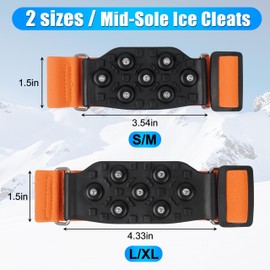 Ice Cleats Snow Traction Cleats for Walking on Snow and Ice Mid-Sole Non-Slip Crampons with Adjustable Straps 7 Tungsten Studs for Grippers Anti Slip Traction Cleats for Walking Jogging Hiking S-2pair