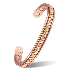 MagVIVACE Women Copper Magnetic Bracelet for Arthritis, Pure Copper Jewelry, Lymph Detox Bracelets with 3500 Gauss Magnet(1069GR)