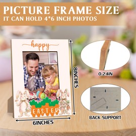 Yhtmbf Easter Wooden Photo Frame - Watercolor Bunny Tabletop Photo Frame With Stand - 4X6 Picture Happy Easter Home Office Party Decor - Holiday Gifts for Family and Friends - A01