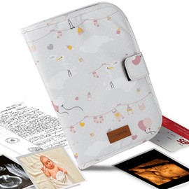 HOMYBABY® Baby Document Bag, Toiletry Bag for Babies, Gift for Babies, Organiser for Cards, Passports, Family Book (Storks)