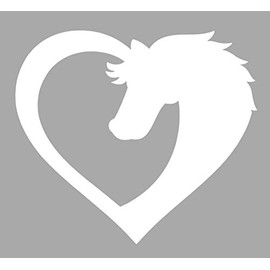 WickedGoodz Die Cut Heart Horse Decal - Equestrian Bumper Sticker - Horse Decal (White)