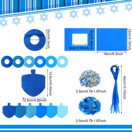 Yeaqee 448 Pcs Hanukkah Foam Stickers Set Chanuka Wreath Decorations Self Adhesive Glitter Menorahs Candles Shape Foam Sticker Photo Frames Decorate for Kids Crafts Hanukkah Party Supplies