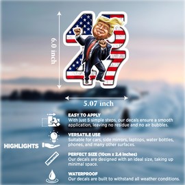 Trump Bumper Decal (Large 6in), 45 47 Trump Car Decal, Trump Stickers 2025, Waterproof Sticker, Trump Stickers for Cars, Trump Sticker Funny, Trump Decal, Trump Dance