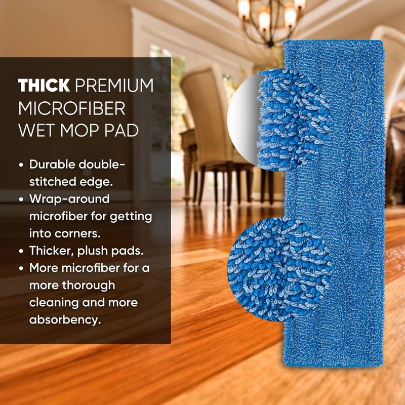 Microfiber Wholesale 18" Absorbent Microfiber Wet Mop Pad - Reusable,