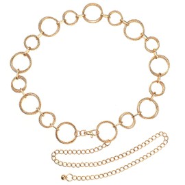 YooAi O-Ring Chain Belts Waist Belt Links for Women Metal Link Chain Gift Gold 135cm