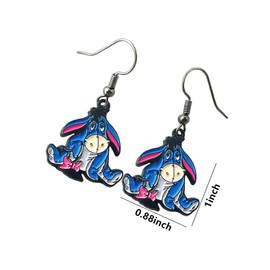 Cartoon Cute Donkey Eeyore Earrings Stud, Zinc Alloy Earrings for Women and Men