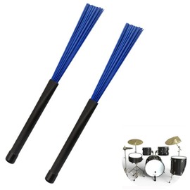 Drum Brushes, Granmagazz 1 Pair Nylon Brushes Retractable Loop End for Drum Sticks, Retractable Drum Brush Sticks Drum Brushes Nylon Drum Sticks Telescopic Drum Kit