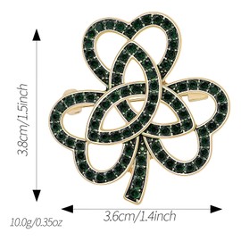 Yeeyeow 4-Leaf Clover Lapel Pin,St. Patrick's Day Accessories,Rhinestone Crystal Shamrock Pins,Irish Souvenir,Lucky Symbol Brooch(Style8)