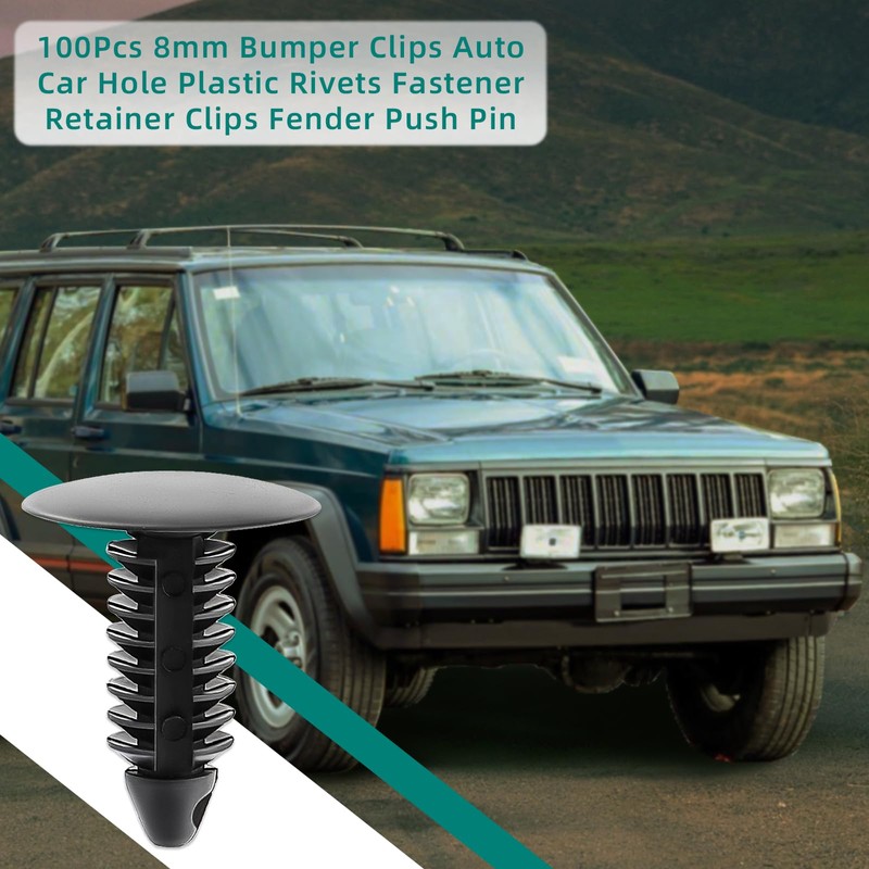AUTOKAY 100Pcs 8mm Bumper Clips Auto Car Hole Plastic Rivets