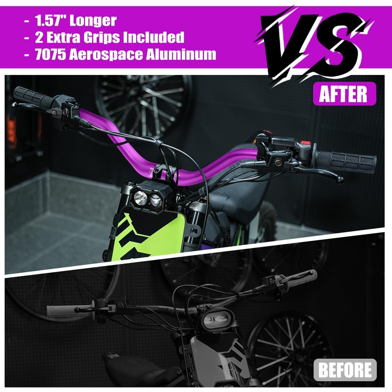 Axiniu Dirt Bike Handlebars with Grips, 7075 Aluminum 31.8mm Handlebars