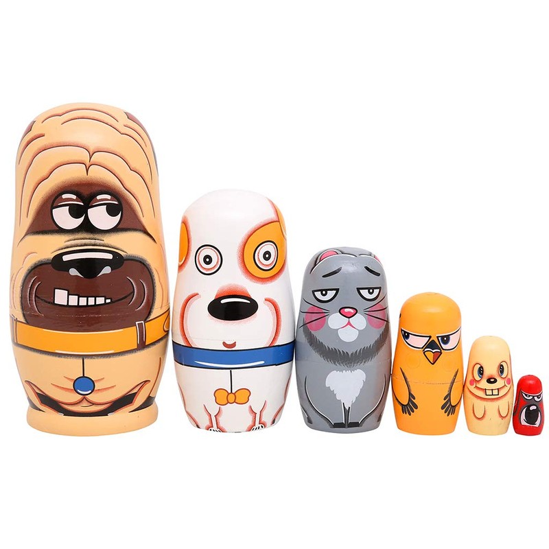 Moonmo 6pcs Handmade Wooden Russian Nesting Dolls Russian Nesting Dolls