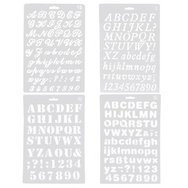 Stencils Letters, 4PCS Alphabet Stencils Letters Painting Assorted Styles Number and Letter Artistic Drafting Drawing Templates Stencil Set for DIY Craft Journal Photo Album ScrapbookDiary