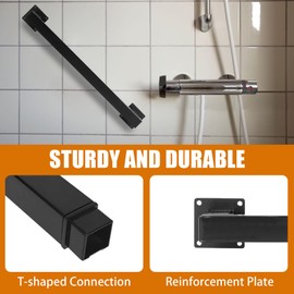 3FT Stair Handrail, Wall-Mounted Square Staircase Handrail, Stair Railing for Indoor & Outdoor Steps, Non-Slip Metal Steel Grab Bar for Stairs, Loft, Porch