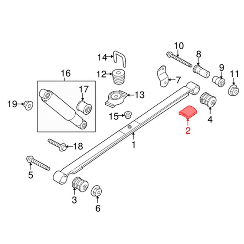Copgge Right or Left Rear Spring Insert Rear Suspension Leaf