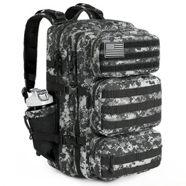 kookoomia Military Tactical Backpack 25L Day Backpack for Men Molle Army 3 Days Assault Pack Bug Out Bag Water Resistant and Heavy Duty Hiking Treeking Rucksack - Black Digital Camo