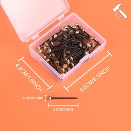 60Pcs Picture Hanging Nails 30 Lbs Brass Head Nails for Hanging, Picture Hanger Pins, Heavy Duty Nail Hook with Storage Box for Photo Frame, Wood Wall Hanging