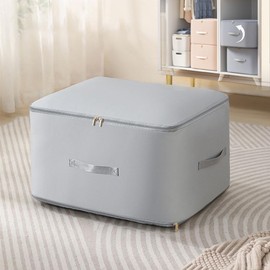 Furforstk Self-compressing organiser 60 x 54 x 42 cm duvets storage space saving storage bag for duvets, storage for duvets clothes blankets (grey)