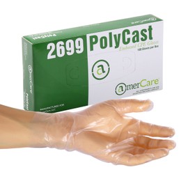 AmerCare Polycast Textured Powder Free Gloves, Medium, Case of 1000