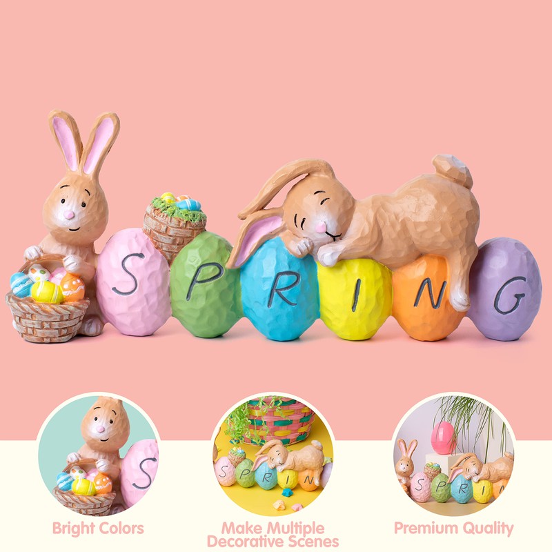 JOYIN Happy Easter Tabletop Decoration Bunny and Egg Centerpiece Decoration