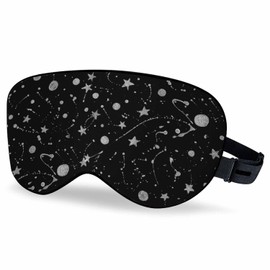 Vnwoalu Silver Stars Sleep Eye Mask Abstract Space Galaxy Men Women Sleep Mask with Adjustable Strap Eye Cover Eye Shade for Travel, Nap,Meditation