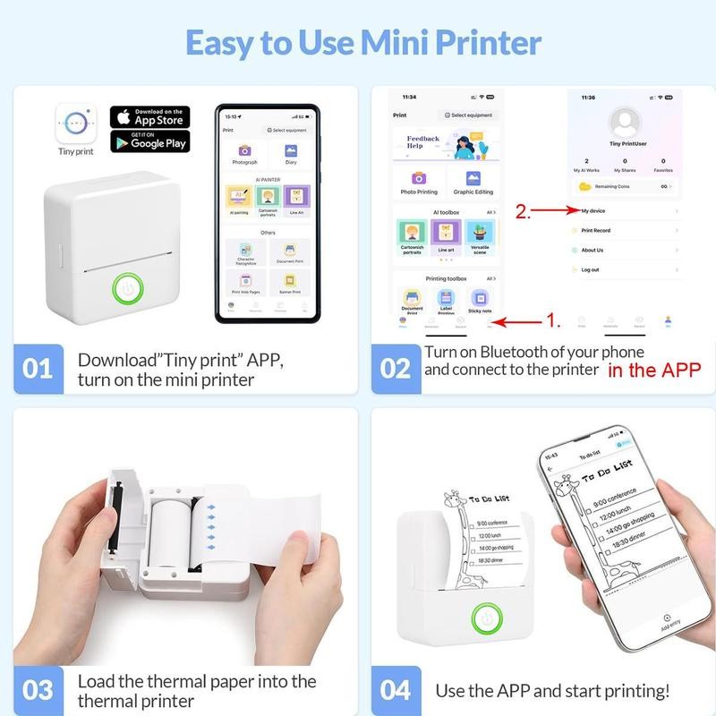 Portable Wifi Mini Printer, 1 Set Usb Powered Wireless Label