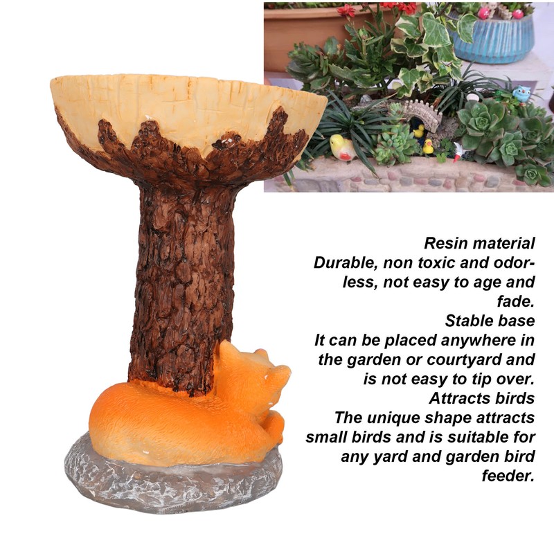 Cat Bird Bath Statue Durable Resin Bird Bath Bowl Exquisite