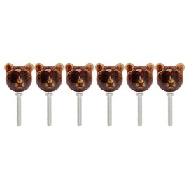 6PCS Bear Door Knob Orange Zinc Alloy Ceramic Decorative Bear Head Drawer Handle for Bedroom