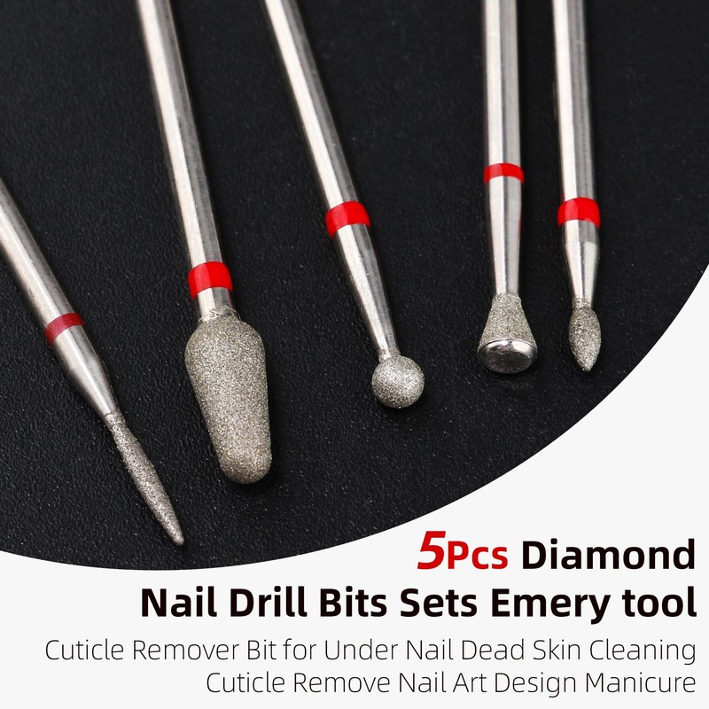 5Pcs Diamond Nail Drill Bits sets (RED (Fine) B03 set)