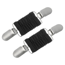 QUARKZMAN Pack of 2 Dress Cinch Clamps Pullover Clips Scarf Cardigan Collar Clips Scarf Clip Tight Dress Back Cinch Clip for Women (Black), Rubber