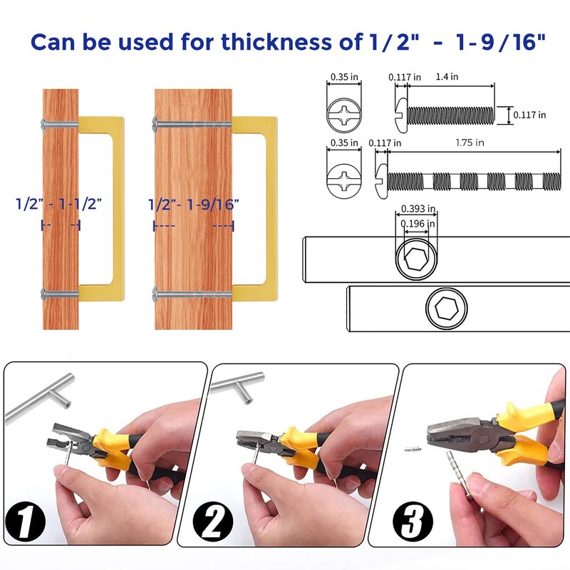 Ravinte 5 Pack Solid 4 Inch Kitchen Square Cabinet Handles
