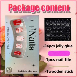 Valentine's Day Press on Nails Square Short Fake Nails Pink Red Heart Line Design Glue on Nails Acrylic Full Cover False Nails Coffin Ballet Stick on Nails for Women Girls Valentines Manicure Tips