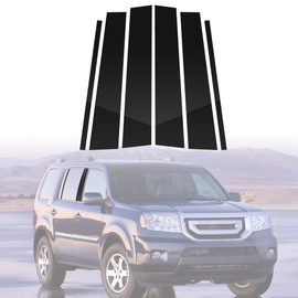 BASIKER Fit for Honda Pilot 2009 to 2015 Pillar Post Trim Kit, Door Window B Pillar Glossy Black Cover, Strong Toughness PC Material