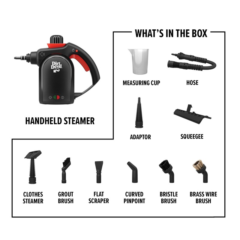Dirt Devil 7-in-1 Handheld Steamer, Pressurized Steam Cleaner for Home
