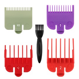 4 Professional Hair Clipper Guards Cutting Guides Fits for Most Wahl Clippers, Color Coded Clipper attachment Replacement - Guard Number: #1/2, #1, #1.5, #2(Length: 1/16, 1/8, 3/16 and 1/4 inch)