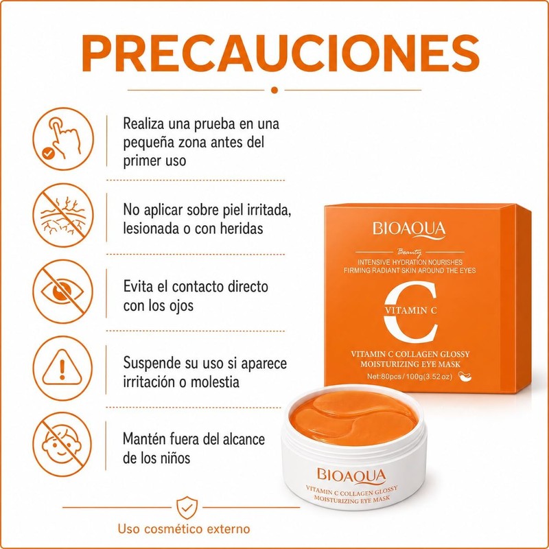 BIOAQUA Parches de Hidrogel para Ojos con Vitamina C y