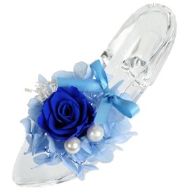 Teat Sight Preserved Flowers Glass High Heel Glass Shoes (Rose, Hydrangea Blue)