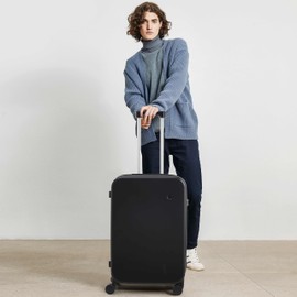 mixi Upgrade Luggage Suitcases with Spinner Wheels, Large Hardside Rolling Suitcase PC with TSA Lock Travel Case 26in Checked in, Fine Grid Black